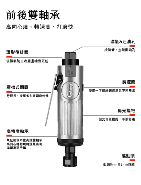 氣動刻磨機-6mm(小白)說明