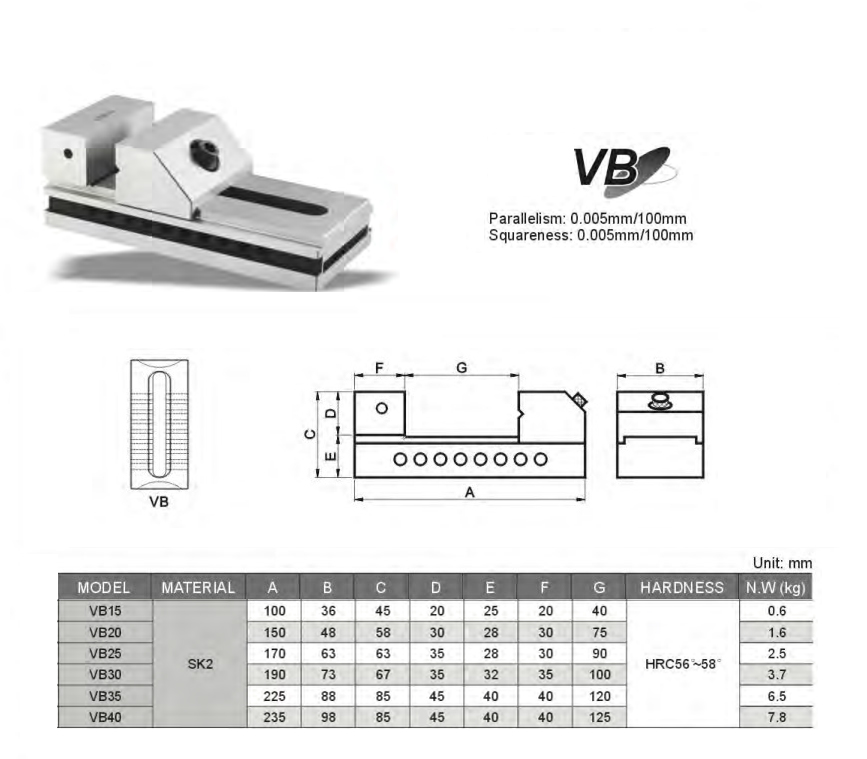 精密虎鉗VB規格